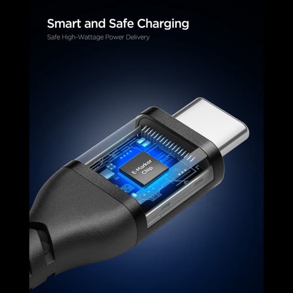Spigen EB10010CCA Essential USB-C-kabel 100W 1m - Sort Black