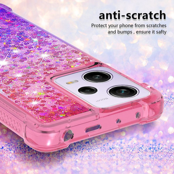 SKALO Xiaomi Redmi Note 12 Pro 5G Kvicksand Glitter Hjärtan TPU-skal - Rosa-Lila multifärg