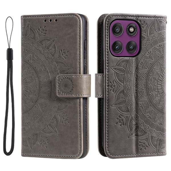SKALO Motorola Edge 70 Mandala Plånboksfodral - Grå grå