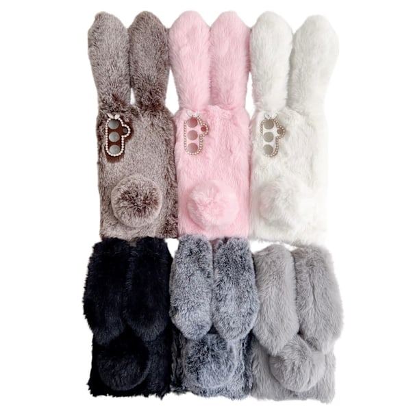 SKALO Samsung S25 3D Fluffy Bunny Skal - Grå grå