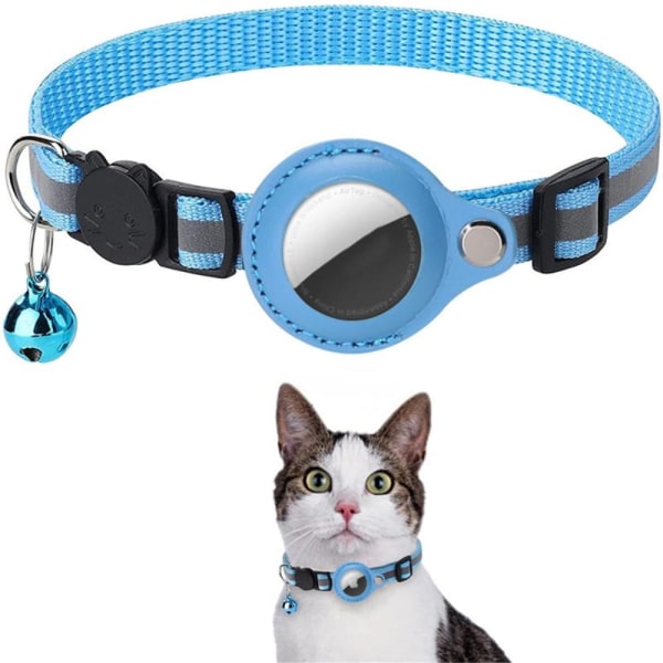 SKALO kattehalsbånd AirTag-holder og klokke - Blå Blue