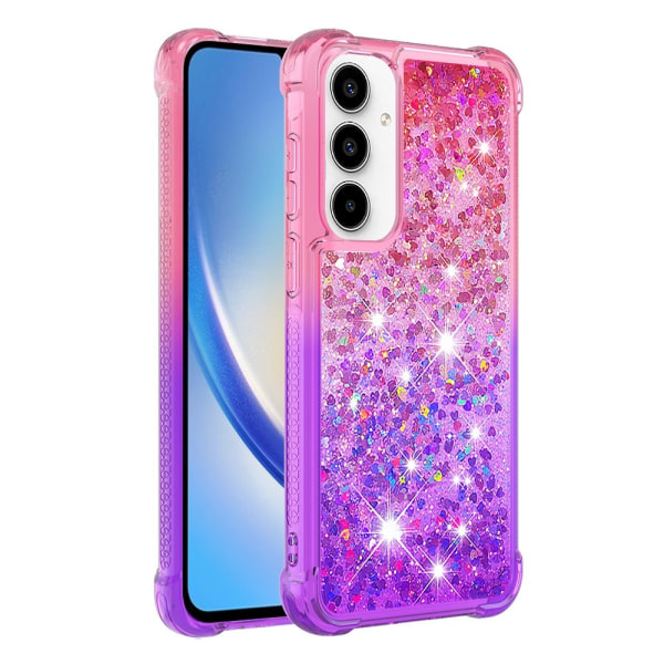 SKALO Samsung A35 5G Kvicksand Glitter Hjärtan TPU-skal - Rosa-Lila multifärg