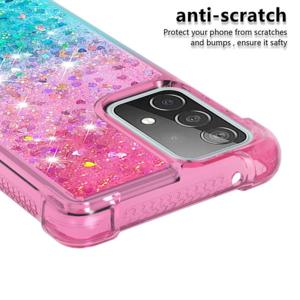 SHELL Samsung A52/A52s Quicksand Glitter Hearts TPU Taske - Pink Multicolor