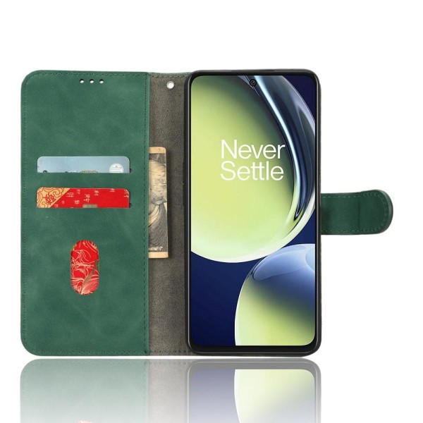 SKALO OnePlus Nord CE 3 Lite 5G Matt PU-Läder Plånboksfodral - Grön Grön