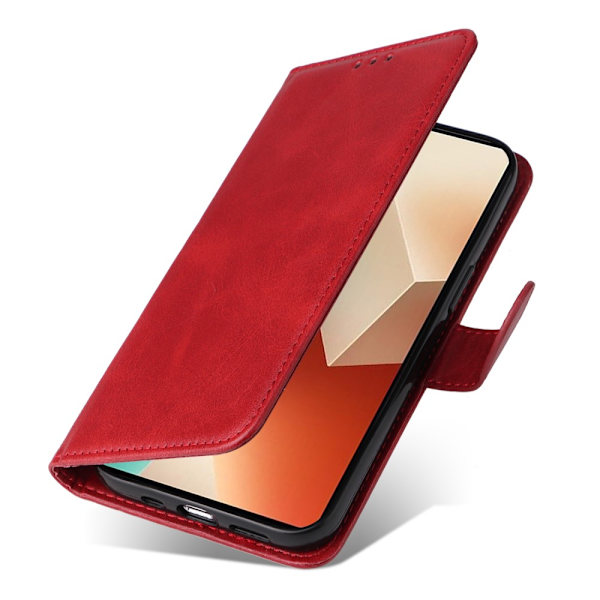 SKALO Xiaomi Redmi Note 13 5G PU-Läder Plånboksfodral - Fler färger Röd