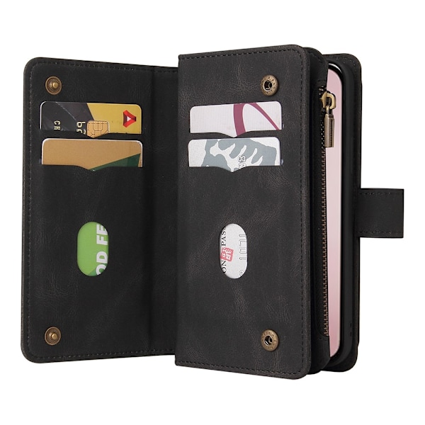 SKALO iPhone 16 Pro Big Wallet 17-FACK Plånboksfodral - Svart Svart