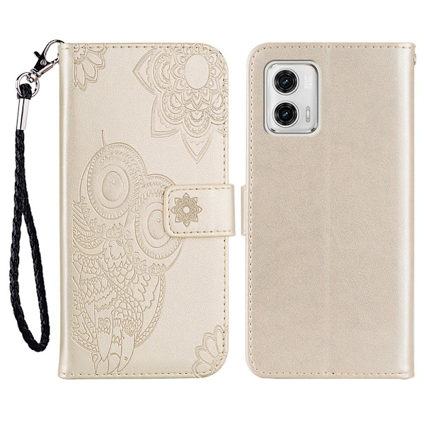 SKALO Motorola Moto G53 5G Mandala Owl lompakkokotelo - Kulta Gold