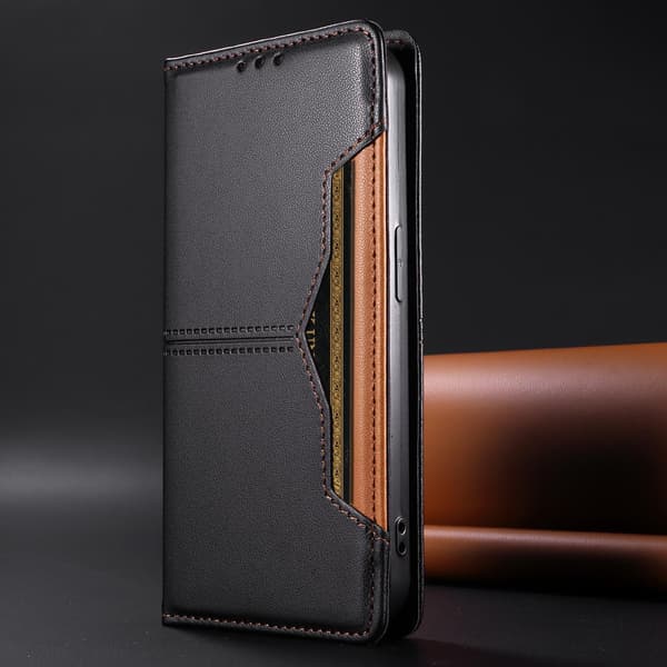 SKALO PU-Læder Flip Cover til iPhone 18 Pro - Sort Black