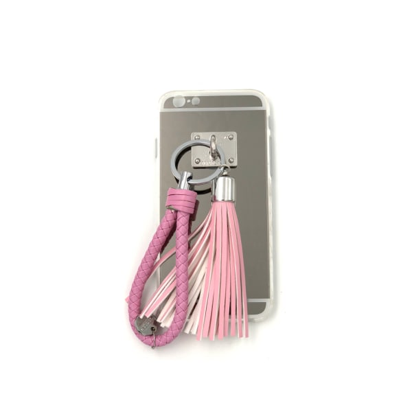 Bling Spegelskal med tofs & band iPhone 6/6S Pink