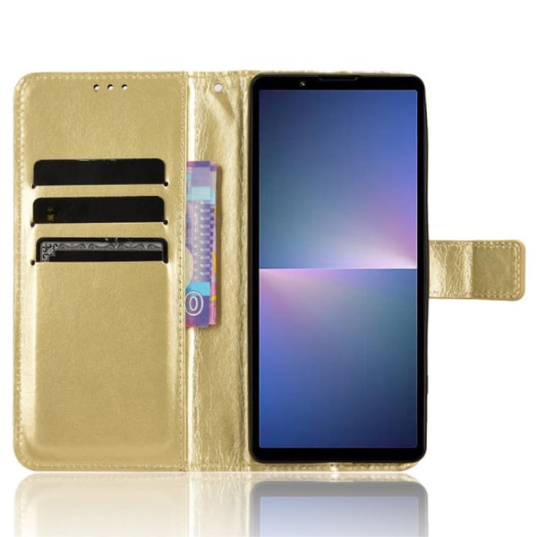 SKALO Sony Xperia 5 V Flip Cover m. pung i PU-læder - Guld Gold