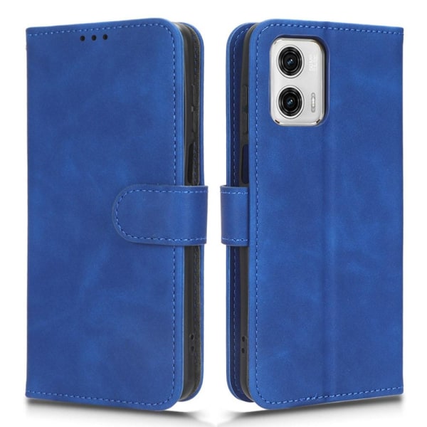 SKALO Motorola Moto G73 5G Matt PU Nahka lompakkokotelo - Sinine Blue