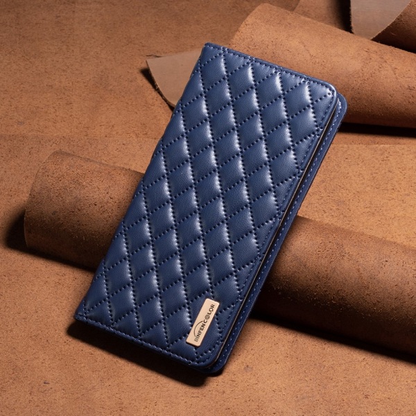 SKALO Samsung A15 4G BINFEN COLOR Big Wallet Quiltat Plånbok - B Blå