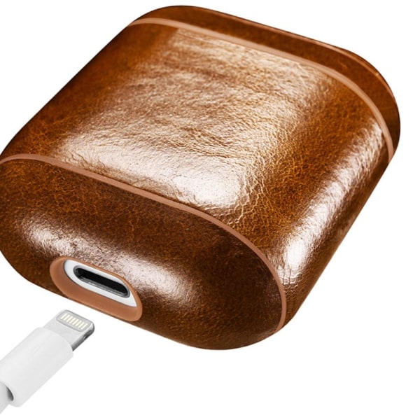 SKALO AirPods 1/2 ICARER Cover i ægte læder - Brun Brown