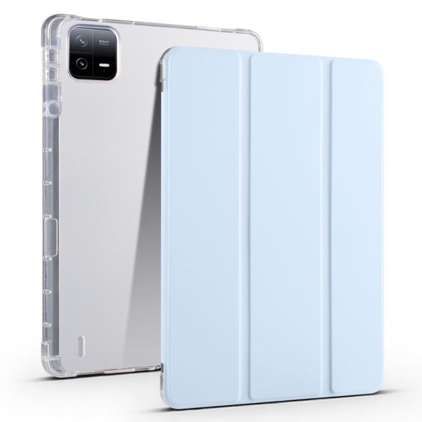 SKALO Xiaomi Pad 6 Trifold Etui med gennemsigtig bagside - Lyseb Light blue