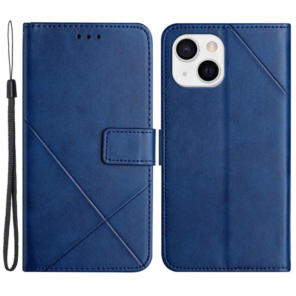 SKALO iPhone 15 Embossed Plånboksfodral i PU-Läder - Blå Blå