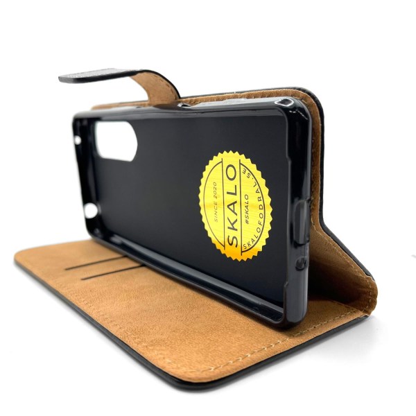 SKALO Sony Xperia 1 III Flip Cover m. Pung i Ægte Læder - Vælg farve Brown