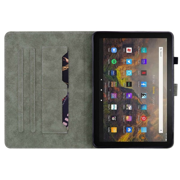SKALO Amazon Fire HD 10/10 Plus (2021) Cute Tiger PU-nahkainen Lompakkokotelo - Ruskea Brown
