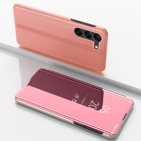 SKALO Samsung S23 Clear View Mirror Lompakko - Ruusukulta Pink gold