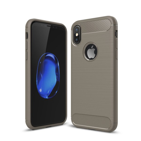 SKALO iPhone XS Max Armor Carbon Stødsikker TPU-cover - Vælg far Grey