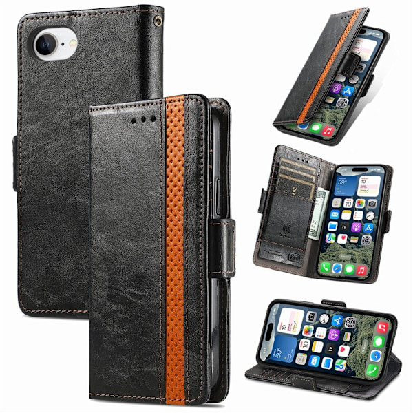 SKALO iPhone 16e CASENEO 002 Premium Plånboksfodral - Svart Svart