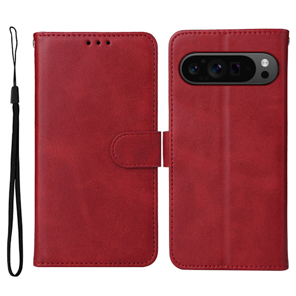 SKALO Google Pixel 9 Pro XL PU-Läder Plånboksfodral - Fler färger Röd