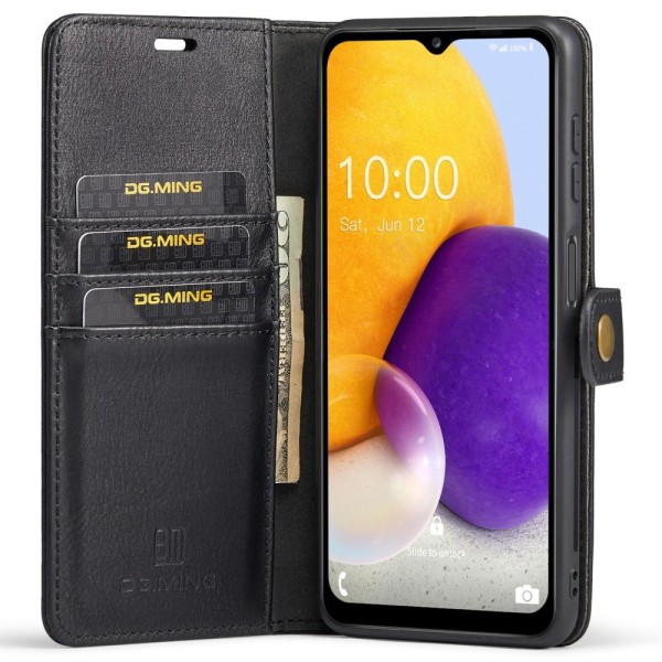 DG MING Samsung A13 4G 2-in-1 magneetti lompakkokotelo - Musta Black