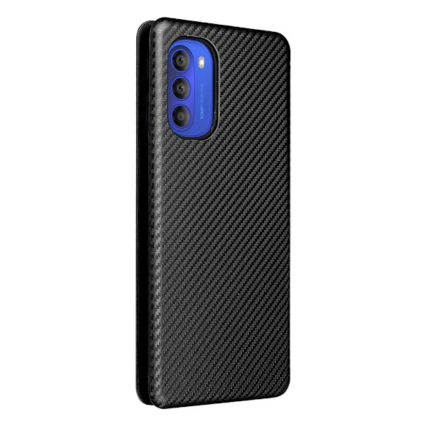 SKALO Moto G51 Carbon Fiber Plånboksfodral - Svart Svart