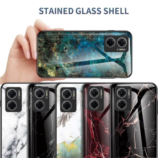 SKALO Xiaomi Redmi 10 5G Marmor hærdet glas TPU Cover - #1 Multicolor