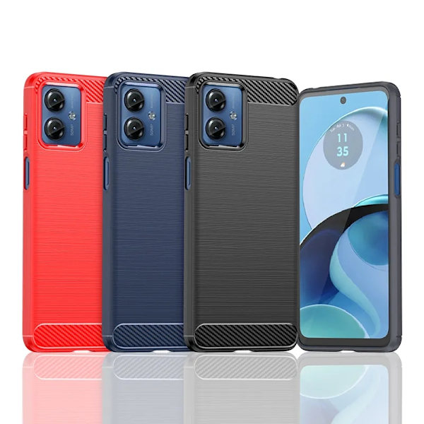 SKALO Motorola Moto G14 Armor Carbon Stöttåligt TPU-skal - Fler färger Röd