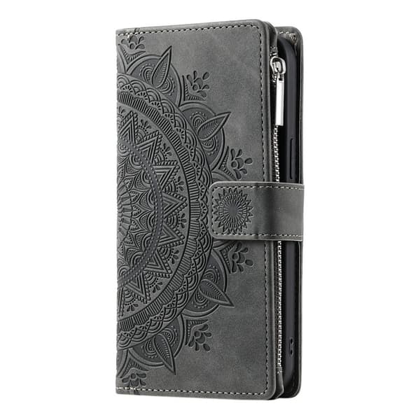 SKALO Big Wallet Mandala Plånboksfodral för Samsung Galaxy S26 FE - Grå grå