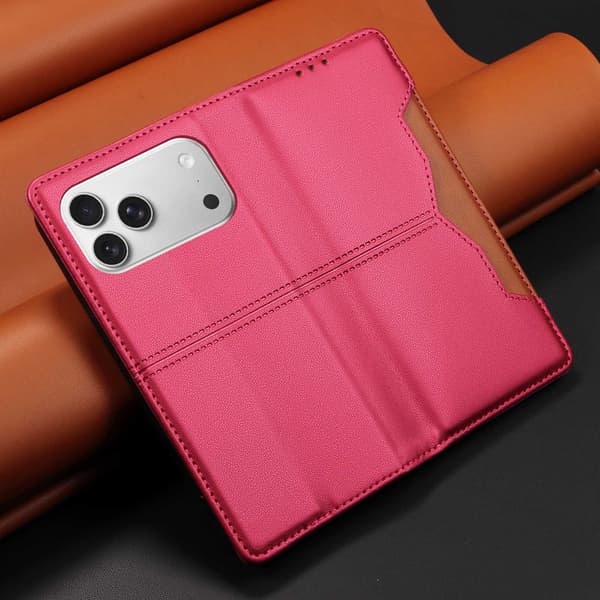 SKALO PU-Läder Plånboksfodral för iPhone 17 Pro Max - Cerise Cerise