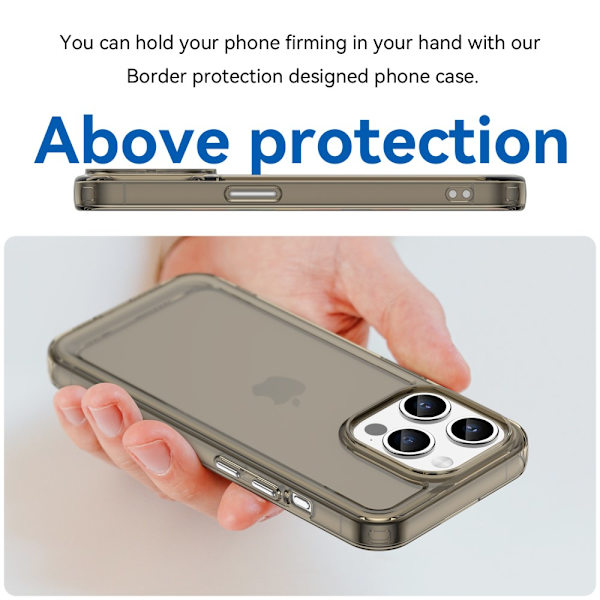 SKALO iPhone 15 Pro Transparent TPU Metalknappar Skal - Grå grå