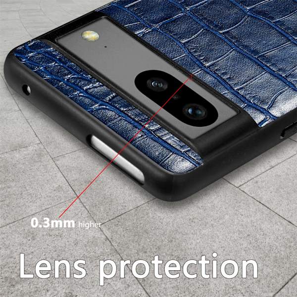 SKALO Google Pixel 7a Crocodile PU Leather Hybrid Cover - Sort Black