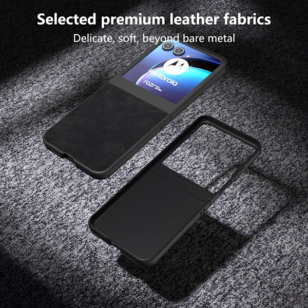 SKALO Motorola Razr 50 5G ABEEL PU læder Fold Cover - Sort Black