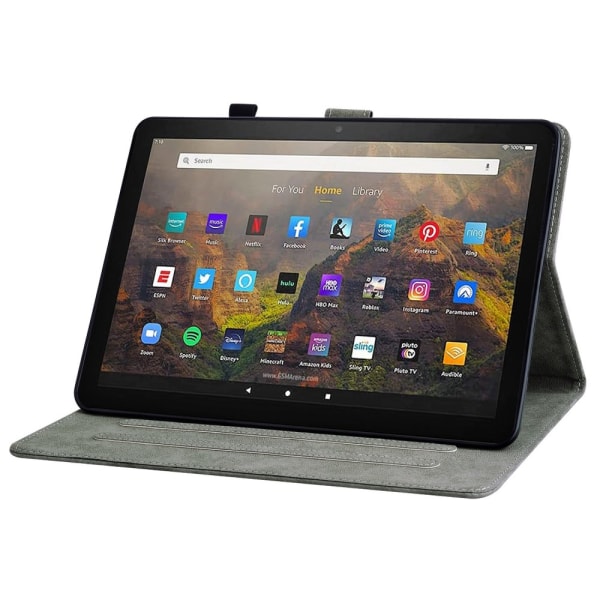 SKALO Amazon Fire HD 10/10 Plus (2021) Cute Tiger PU-Läder Fodral - Grå grå