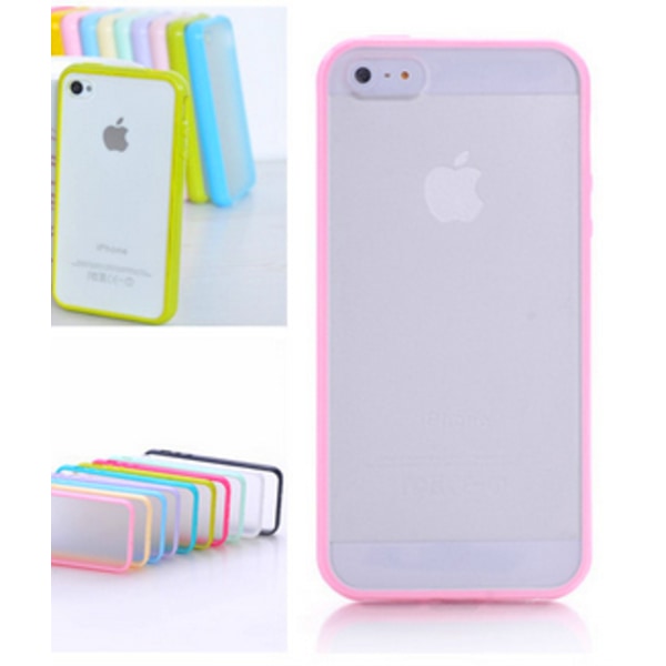 Frosted Transparent cover med farvet ramme iPhone 5 / 5S / SE - flere får Cerise