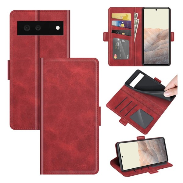 SKALO Google Pixel 6 Premium Wallet Case - Rød Red