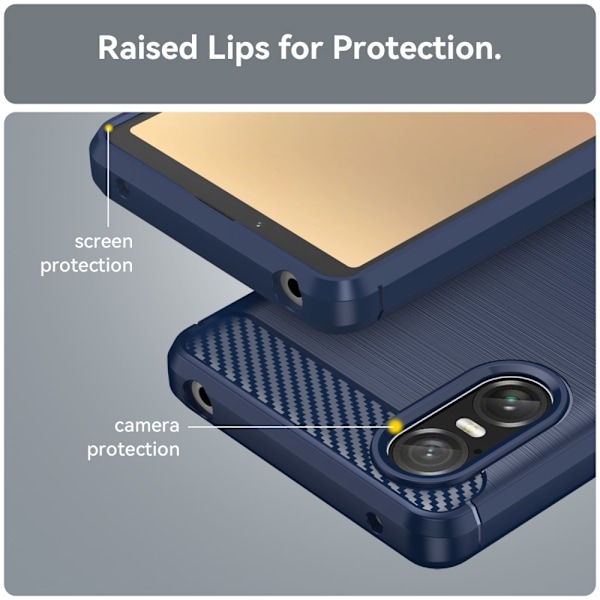 SKALO Sony Xperia 10 VI Armor Carbon Stødsikker TPU-cover - Vælg farve Blue