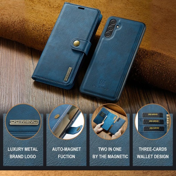 DG MING Samsung A04s 4G 2-in-1 magneetti lompakkokotelo - Sininen Blue