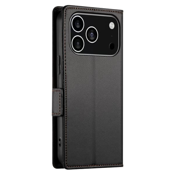 SKALO PU-læder Flip Cover til iPhone 18 Pro - Sort Black