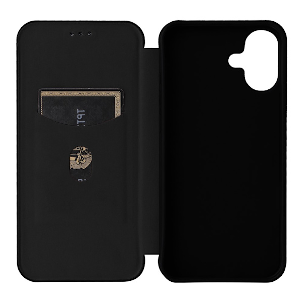 SKALO iPhone 16 Plus Carbon Fiber Pungetui - Sort Black