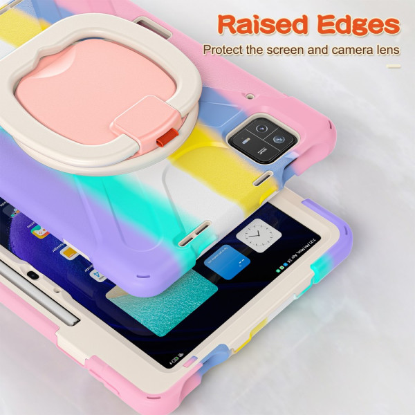 SKALO Xiaomi Pad 6 Ekstra stødsikker Armor ringskal med skulderrem - Rainbow Multicolor