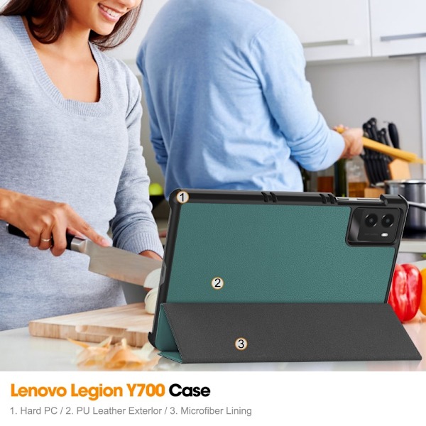 SKALO Lenovo Legion Tab 3rd Gen Trifold Kotelo - Vihreä Green