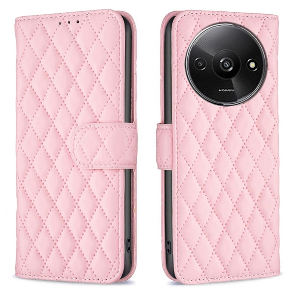 SKALO Xiaomi Redmi A3 BINFEN COLOR Quiltat Plånbok - Rosa Rosa