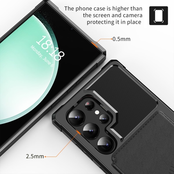 SKALO Samsung S24 Ultra Stöttåligt Skal med Plånbok - Svart Svart