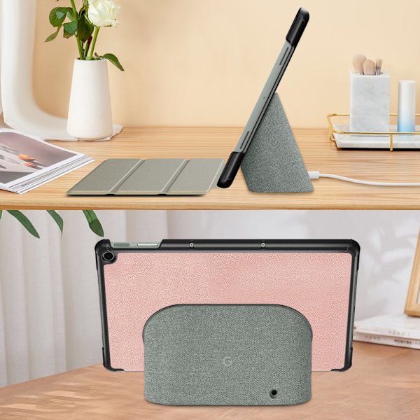 SKALO Google Pixel Tablet Trifold Flip Cover - Rosa guld Pink gold