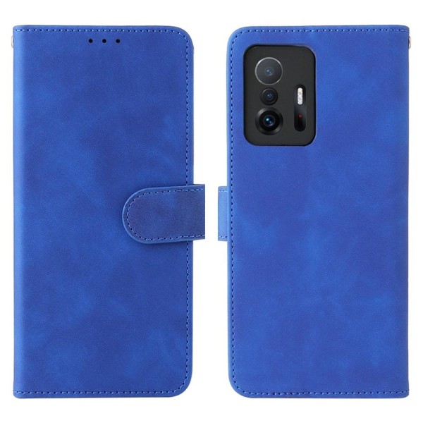 SKALO Xiaomi 11T/11T Pro Matt PU-Läder Plånboksfodral - Blå Blue