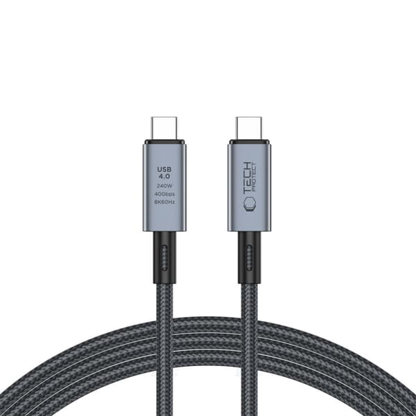 Tech-Protect UltraBoost Max USB-C-kaapeli USB 4.0 240W 2m - Harmaa Grey
