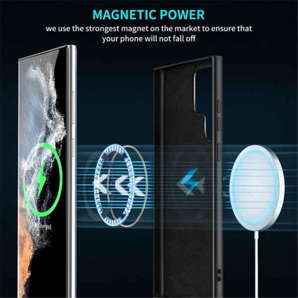 SKALO Samsung S23 Ultra Ultrathin TPU-kuori Magnetic Ring - Must Black