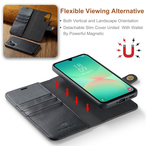 DG MING Samsung A26 5G 2-i-1 Magnet Flip Cover - Sort Black